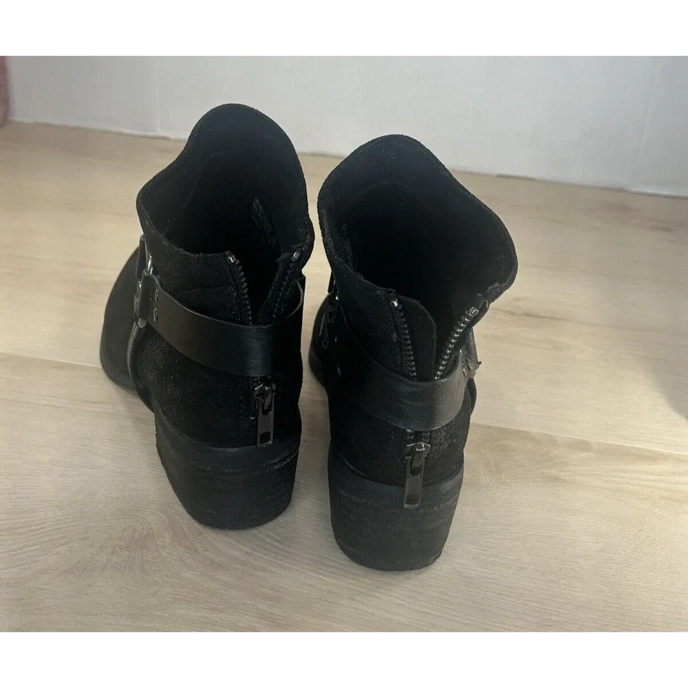 Not Rated Western Harness Women Ankle Boots Size 7 Black‎ Low Heel Cowboy Boho